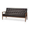 Baxton Studio Sorrento Brown Faux Leather Upholstered Wooden 3-seater Sofa 122-6771